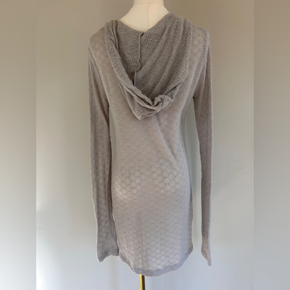 Y2K VOLCOM Hooded Sheer Open Knit V-Neck Long Sleeve Top Indie Grunge Skater M/L - Picture 13 of 16